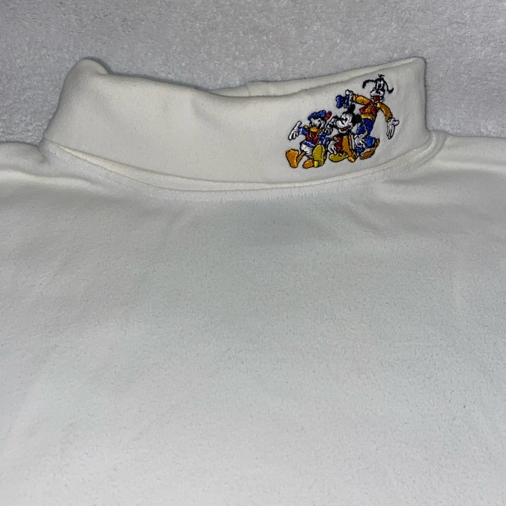 Vintage Mickey & co, embroidered cream long sleeve turtleneck large